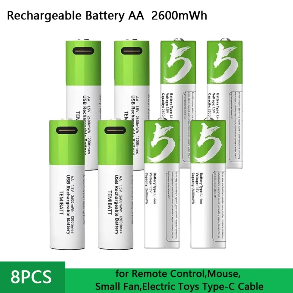 Rechargeable Battery Aa - 8 قطع بطاريات AA قابلة لإعادة