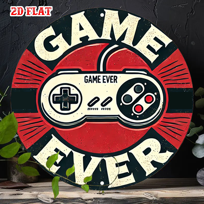 Retro Gaming Games - لافتة معدنية مستديرة بتصميم ريترو للألعاب،