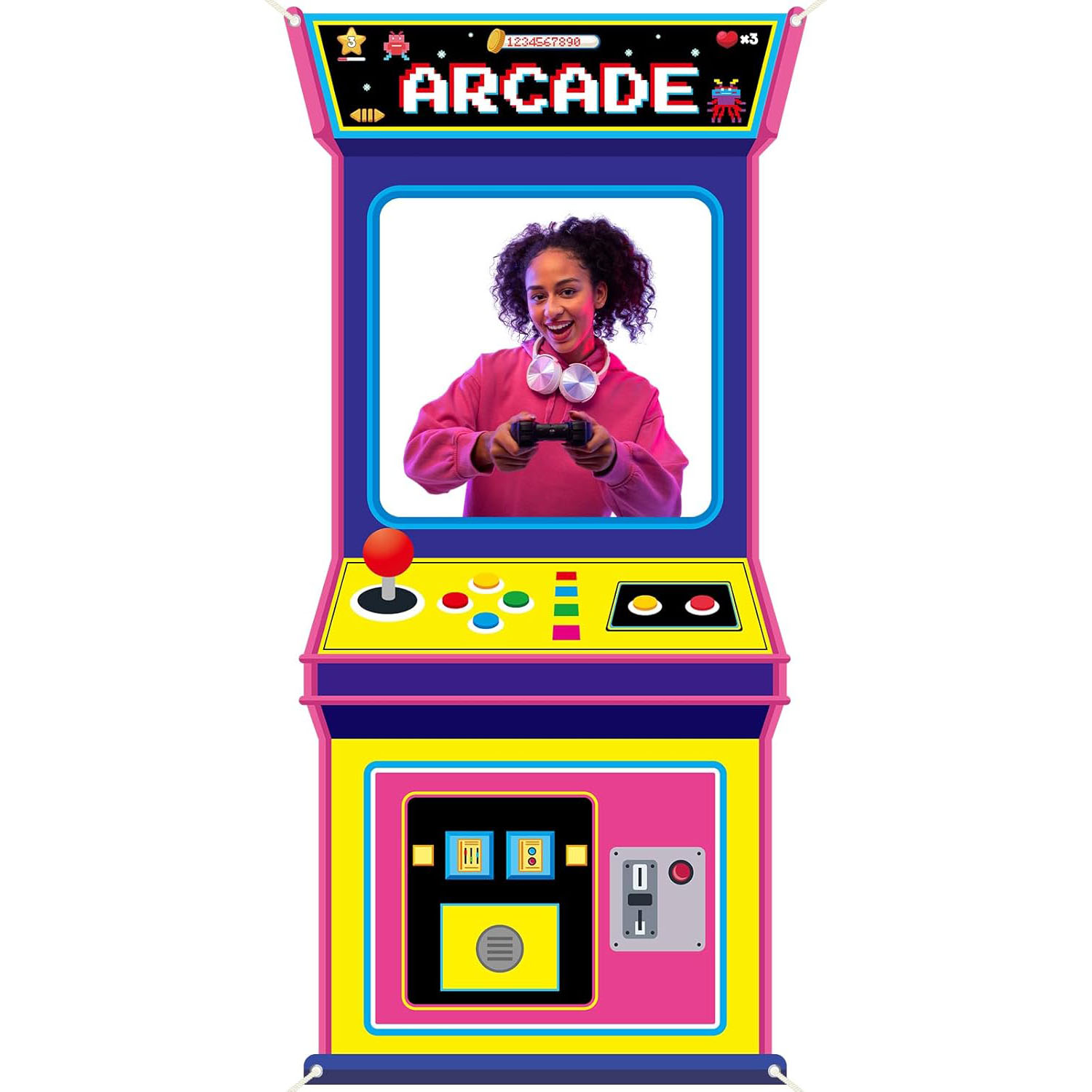 Background Retro Gaming - خلفية صور قماشية لألعاب الأركيد، ديكور