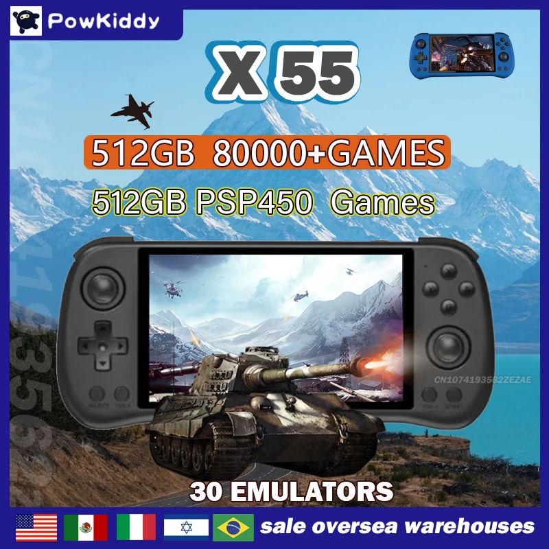 80000Games 512G POWKIDDY X55 5 - مراجعة Retro Gaming Arcade Console وسعره