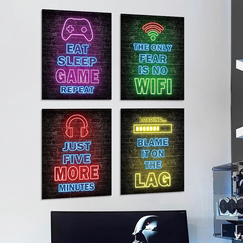   ملصق جداري بتصميم حروف تجريد - مراجعة Background Retro Gaming وسعره
