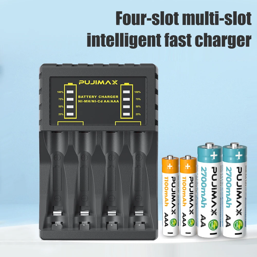 شاحن بطارية AA/AAA 4 فتحات مؤش - مراجعة Rechargeable Battery Aa وسعره