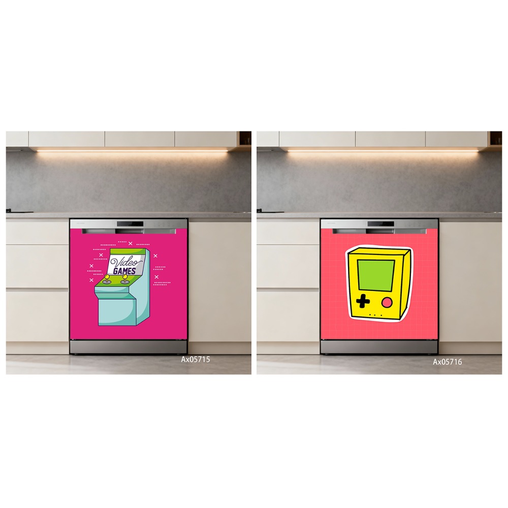 ملصق باب غسالة الأطباق بتصميم  - مراجعة Retro Gaming Arcade Console وسعره