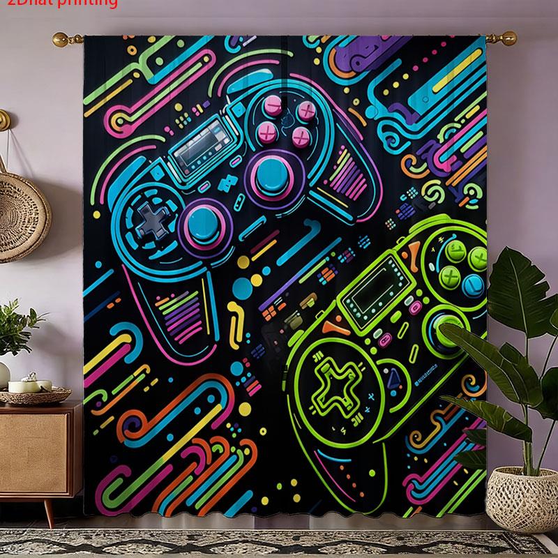 ستائر ألعاب (قطعتان) بتصميم ني - مراجعة Background Retro Gaming وسعره