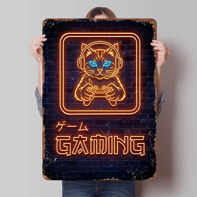 لافتة معدنية مطبوعة بتصميم قطة - مراجعة Retro Gaming At Home وسعره