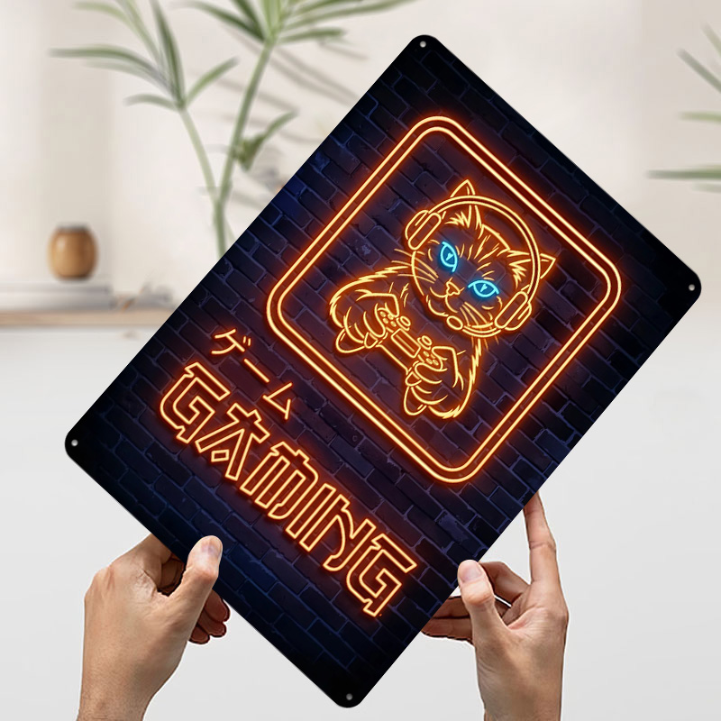 لافتة معدنية مطبوعة بتصميم قطة - مراجعة Retro Gaming At Home وسعره